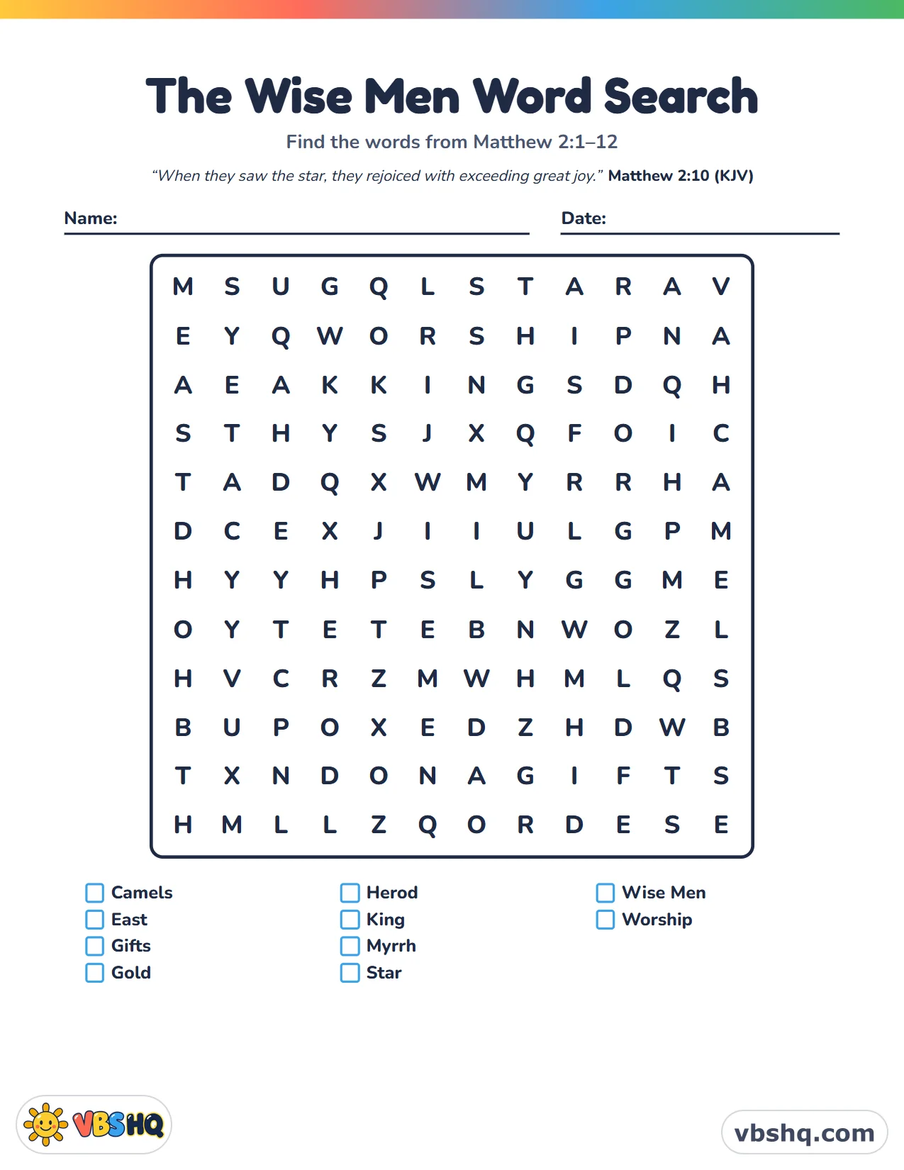 The Wise Men Word Search