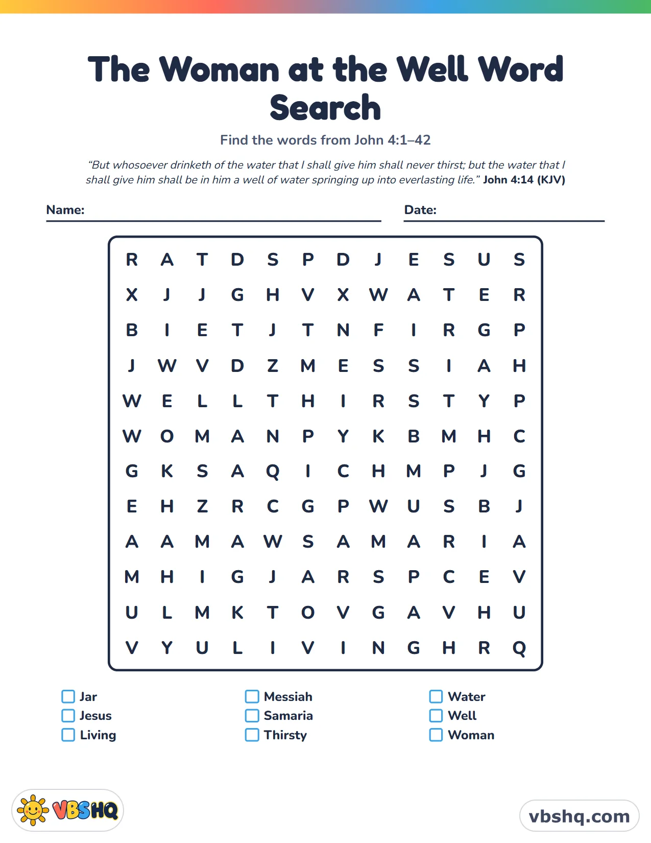 The Woman at the Well Word Search